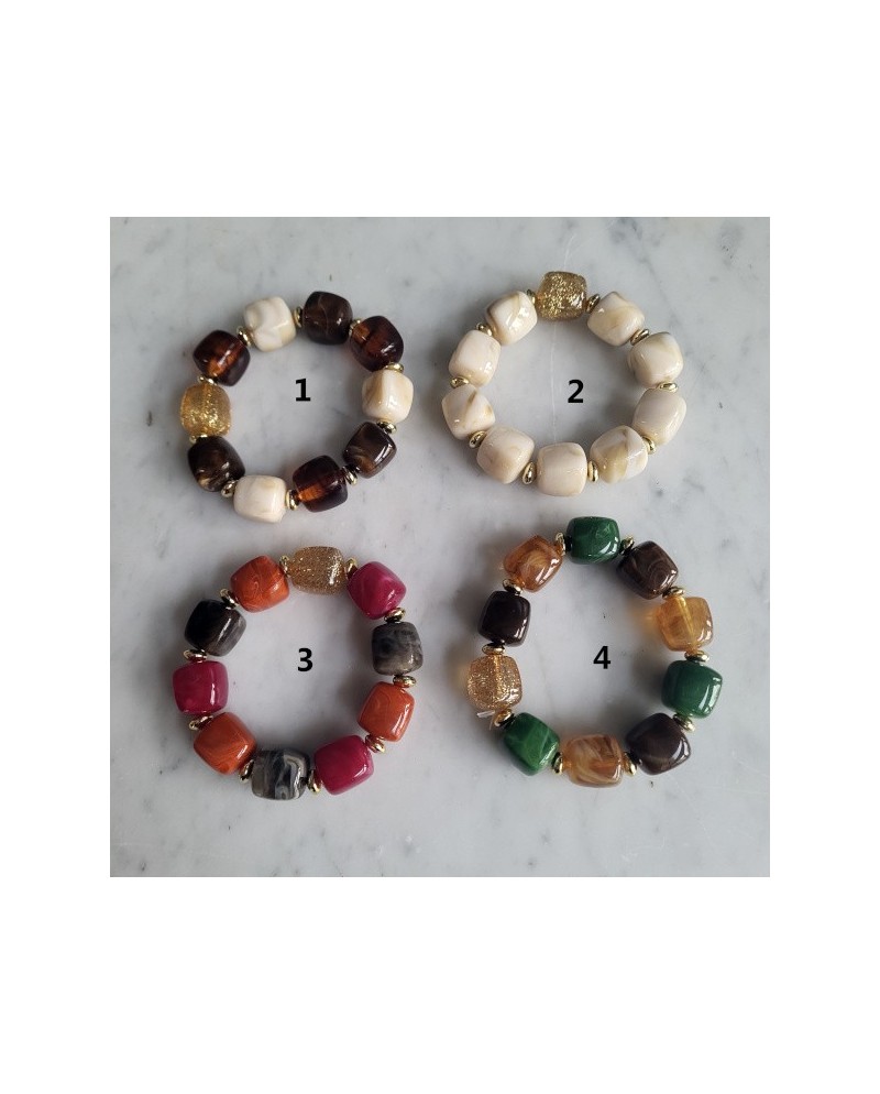 Bracelet larges perles plexiglass élastique – bracelet femme coloré