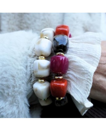 Bracelet larges perles plexiglass élastique – bracelet femme coloré