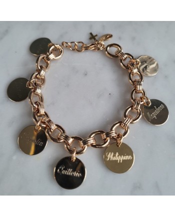 Bracelet plaqué or 3 microns gravé – Bracelet naissance personnalisé