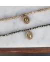 Bracelet perles facettes médaille dorée – Cadeau religieux