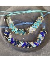 Bracelet perles japonaises plates acier inoxydable ajustable