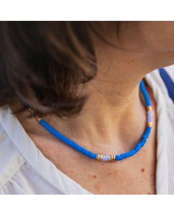 Collier perles colorées et doré vives, style surfer, taille ajustable