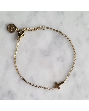 Bracelet Croix Acier Inoxydable Doré – Bracelet Ajustable Femme