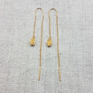 Boucles d'oreilles double tiges pendantes plaqué Or