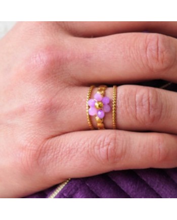 Bagues 3 anneaux et fleurs en perles