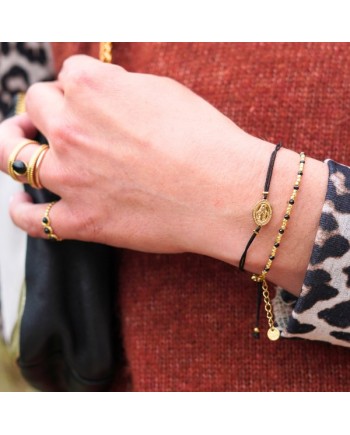 Bracelet lacet coton – Médaille vierge argent ou plaqué or