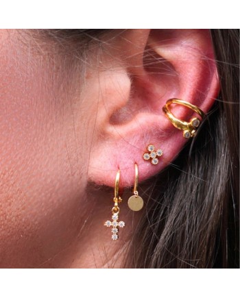 Boucles d'oreilles plaqué Or et brillantes, discrète, 4 couleurs 