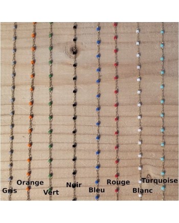 Collier sautoir croix acier inoxydable doré, perles colorées, forme Y