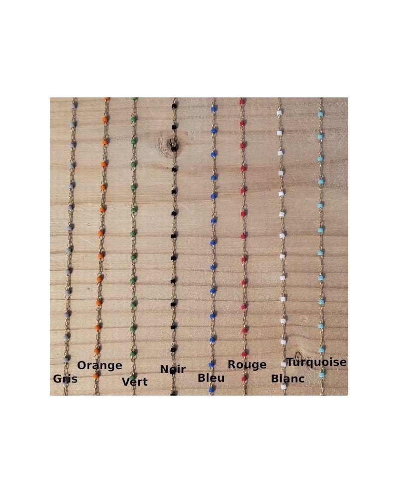 Collier sautoir croix acier inoxydable doré, perles colorées, forme Y