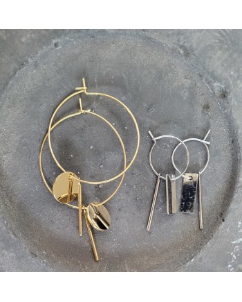 Boucles d'oreilles creoles pendantes à breloques en Plaqué Or ou Argent