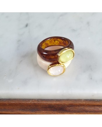 Bagues résine et pierre – Taille 54 – Design moderne et coloré