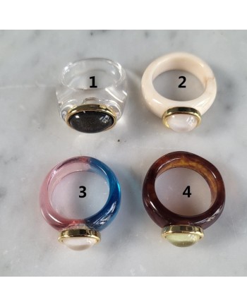 Bagues résine et pierre – Taille 54 – Design moderne et coloré