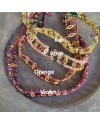 Bracelets souples perles style manchette – Coloris kaki, violet, rose pâle et orangé
