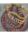 Bracelets souples perles style manchette – Coloris kaki, violet, rose pâle et orangé