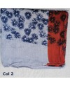 Foulard imprimé bleu jean et rouge en 100% coton, homme et femme