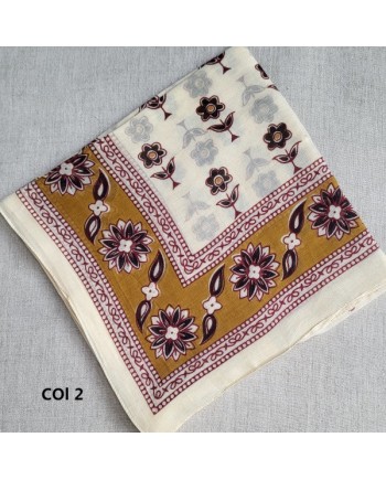Foulard carré 100x100 en voile de coton – imprimé floral – 5 coloris