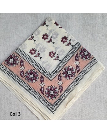 Foulard carré 100x100 en voile de coton – imprimé floral – 5 coloris