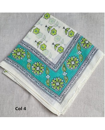 Foulard carré 100x100 en voile de coton – imprimé floral – 5 coloris