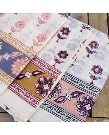 Foulard carré 100x100 en voile de coton – imprimé floral – 5 coloris