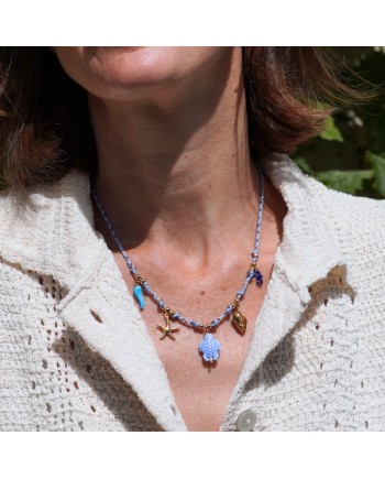 Collier breloques mer – Poisson, étoile de mer & coquillage | Ajustable