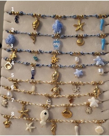 Collier breloques mer – Poisson, étoile de mer & coquillage | Ajustable
