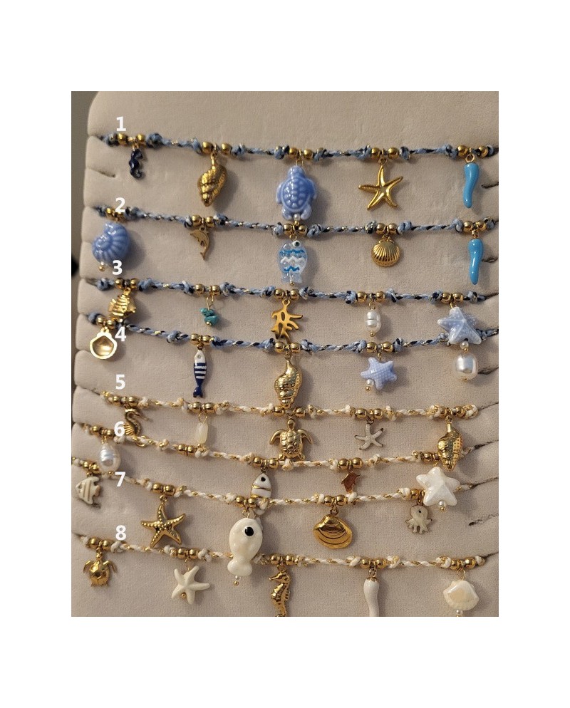 Collier breloques mer – Poisson, étoile de mer & coquillage | Ajustable