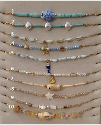 Collier coquillage perlé – Chaîne acier inoxydable ajustable | Style bord de mer
