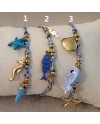 Bracelet breloques mer – Poisson, étoile de mer & coquillage, ajustable