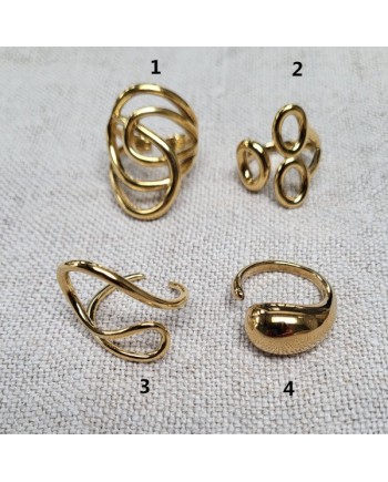 Bague large ajustable en acier inoxydable, 4 modèles élégants
