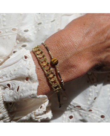 Bracelets souples perles style manchette – Coloris kaki, violet, rose pâle et orangé