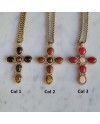 Collier long croix femme chaîne dorée