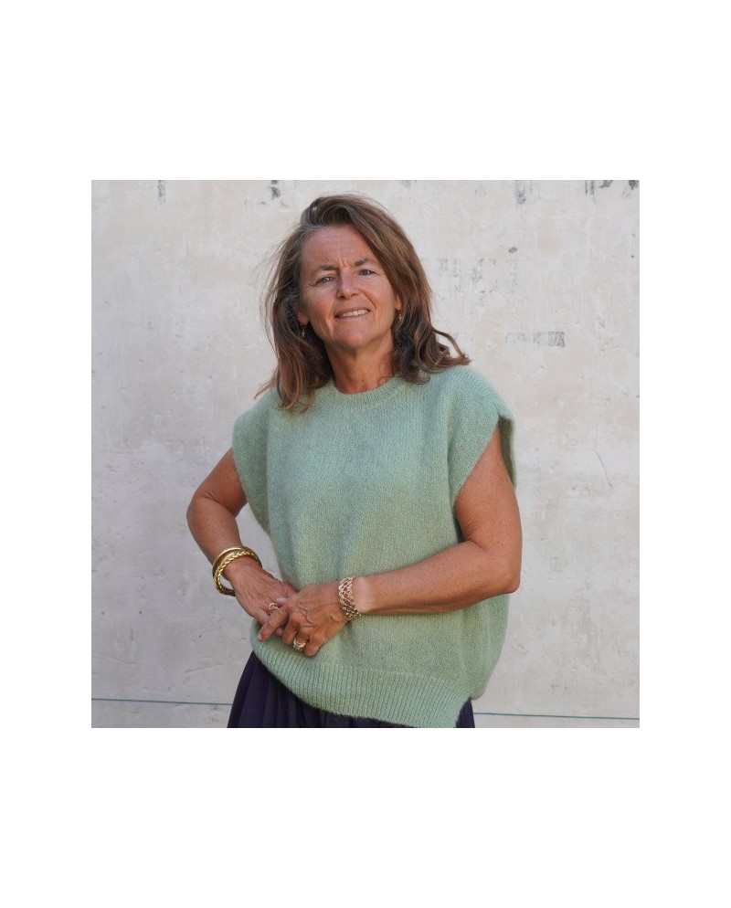 Pull col rond sans manches femme, gamme de couleurs – Mohair & Laine