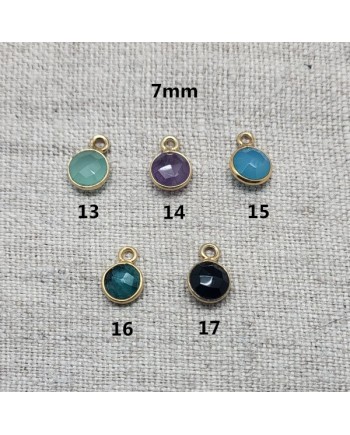 coloris des pierres de couleurs serties plaqué or 7mm