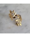 Bague feuillage dorée ajustable en acier inoxydable