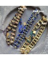 Bracelets à perles facettées bleues et acier inoxydable doré