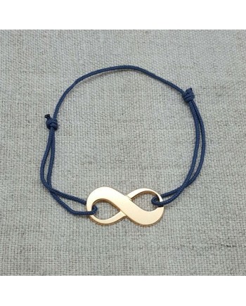 Bracelet Infini Plaqué Or sur lien coton