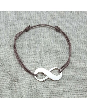 Bracelet Infini argent sur lien coton