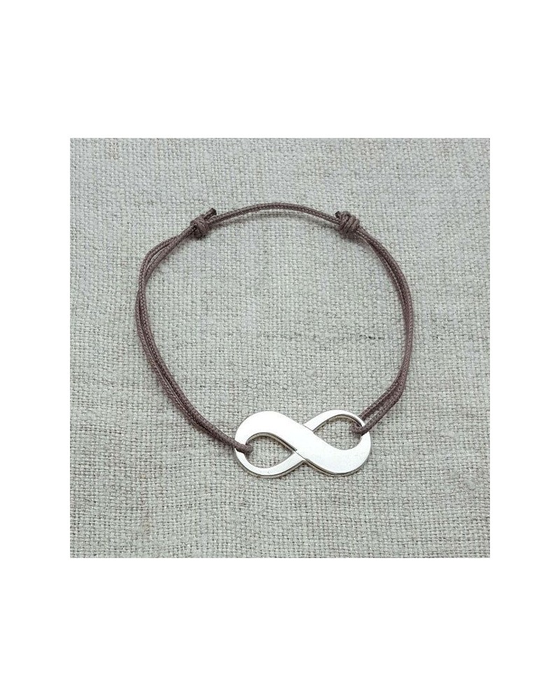 Bracelet Infini argent sur lien coton