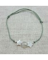 Bracelet multi étoiles en nacre sur lien fin satiné gris