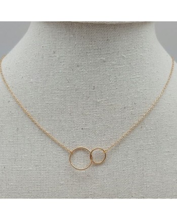 Collier deux petits anneaux sur chaine plaqué Or 42cm