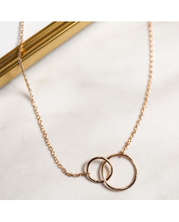 Collier deux petits anneaux sur chaine plaqué Or 42cm