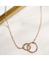 Collier deux petits anneaux sur chaine plaqué Or 42cm