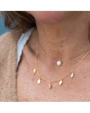 Collier  trèfle nacre  sur chaîne fine argent