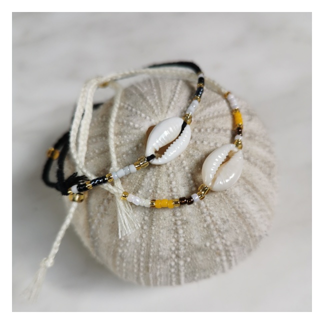 Bracelet perles naturelles style surfer, 4 couleurs, ajustable.