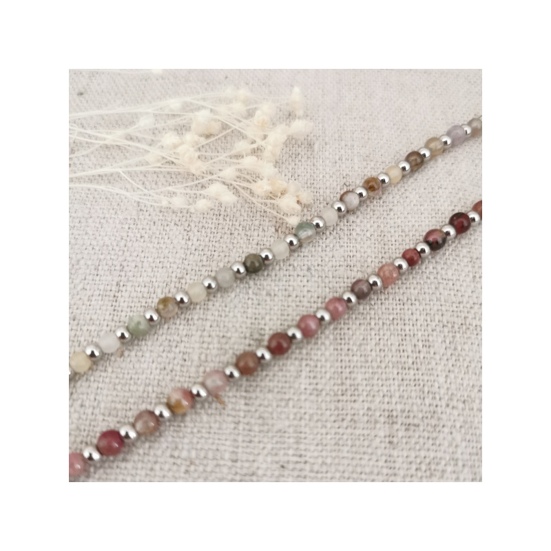 bracelet perles pierre naturelle et perle plaqué Or,ajustable et léger