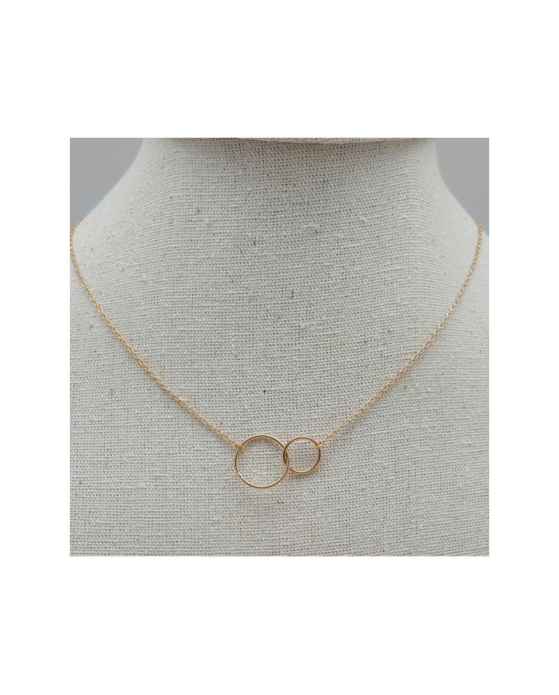 Collier deux anneaux Plaqué Or sur chaîne fine 42cm