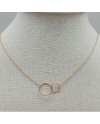 Collier deux anneaux Plaqué Or sur chaîne fine 42cm