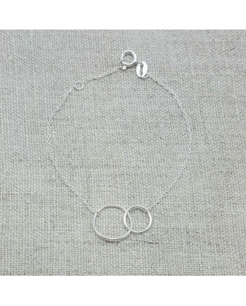 Bracelet deux anneaux Argent sur chaîne fine