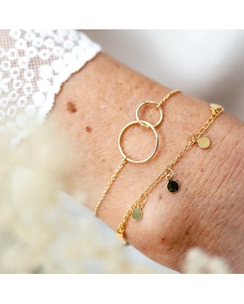 Bracelet deux anneaux Plaqué ORsur chaîne fine
