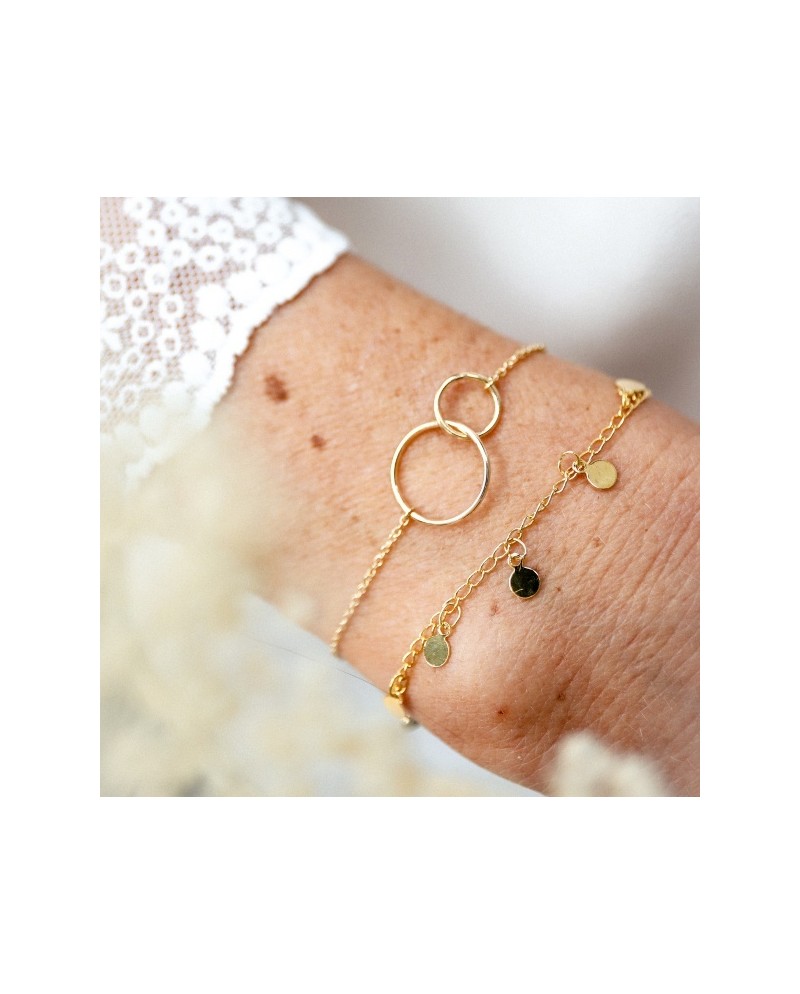 Bracelet deux anneaux Plaqué ORsur chaîne fine